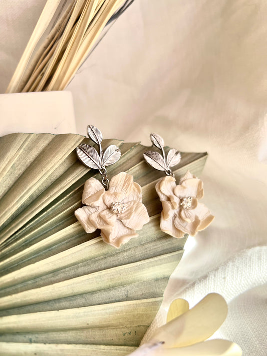Preorder Pearl Magnolia silver dangles